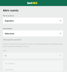 Formulario Bet365